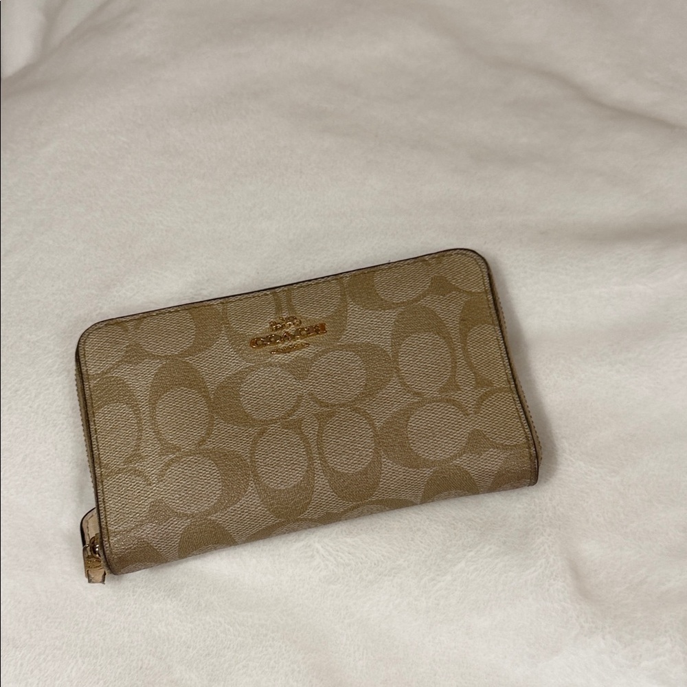 Coach Brown Signature Zip Wallet